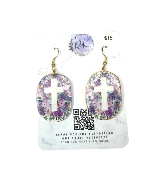 Floral Cross Earrings