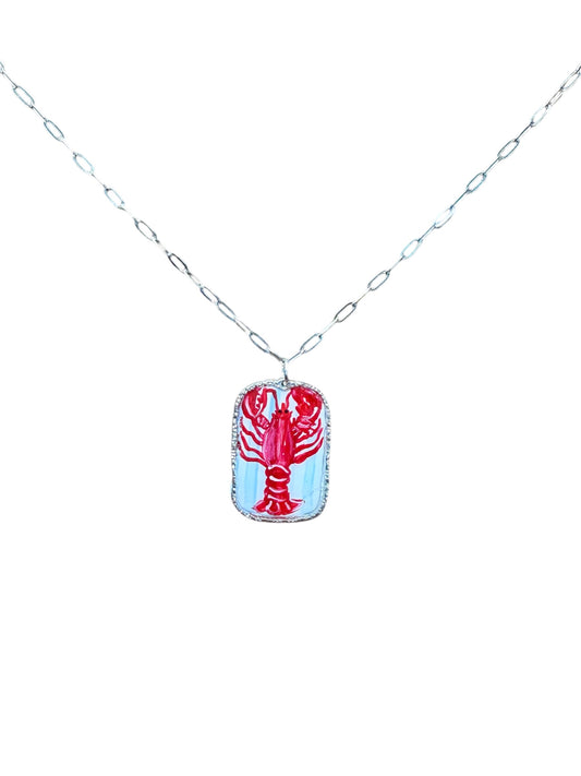 Hand Painted Lobster Necklace