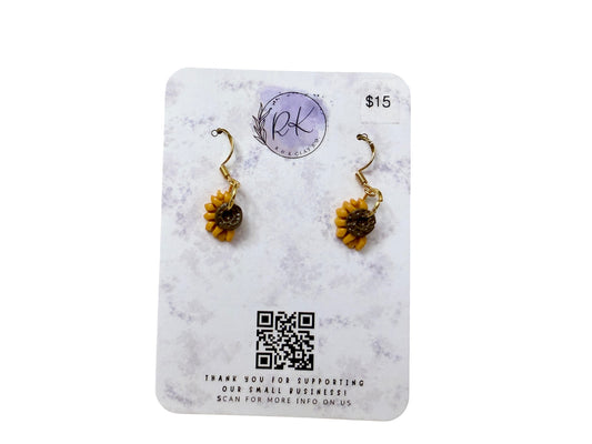 Small Half Sunflower Earrings