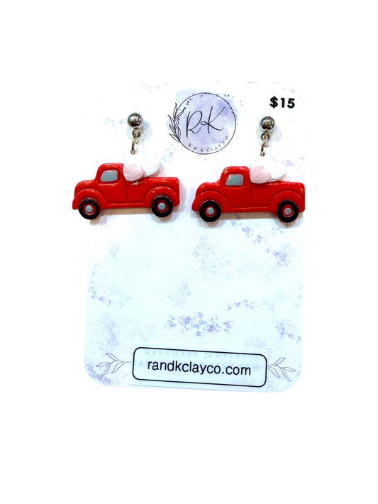 Valentine's Day Red Truck Earrings