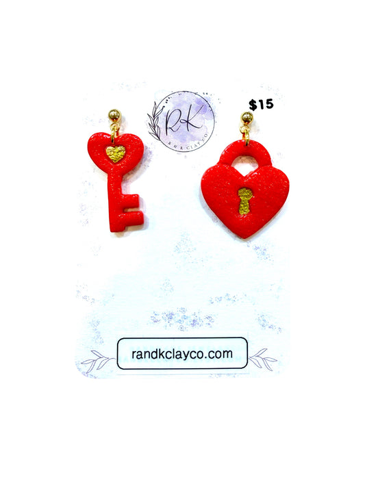 Valentine's Lock and Key Earrings