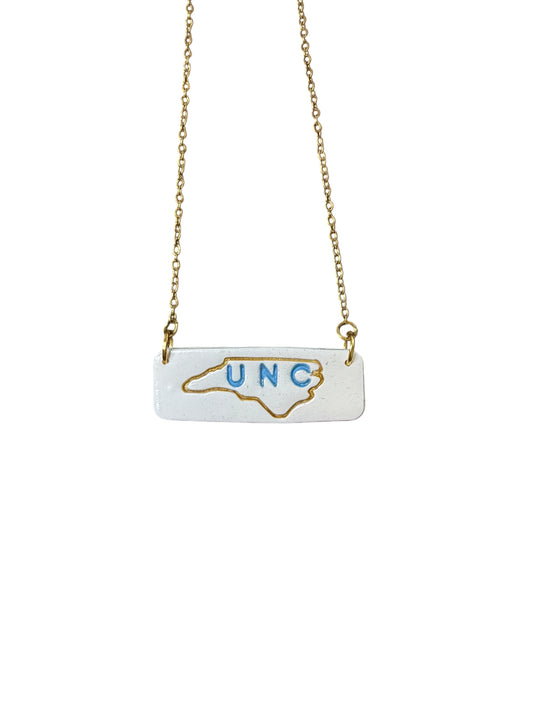UNC in NC Outline Bar Necklace